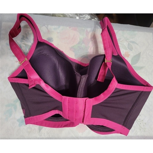 NWT Natori Yogi 32H Yoga Sports Bra 731050 Purple & Pink 126915 - Picture 2 of 3